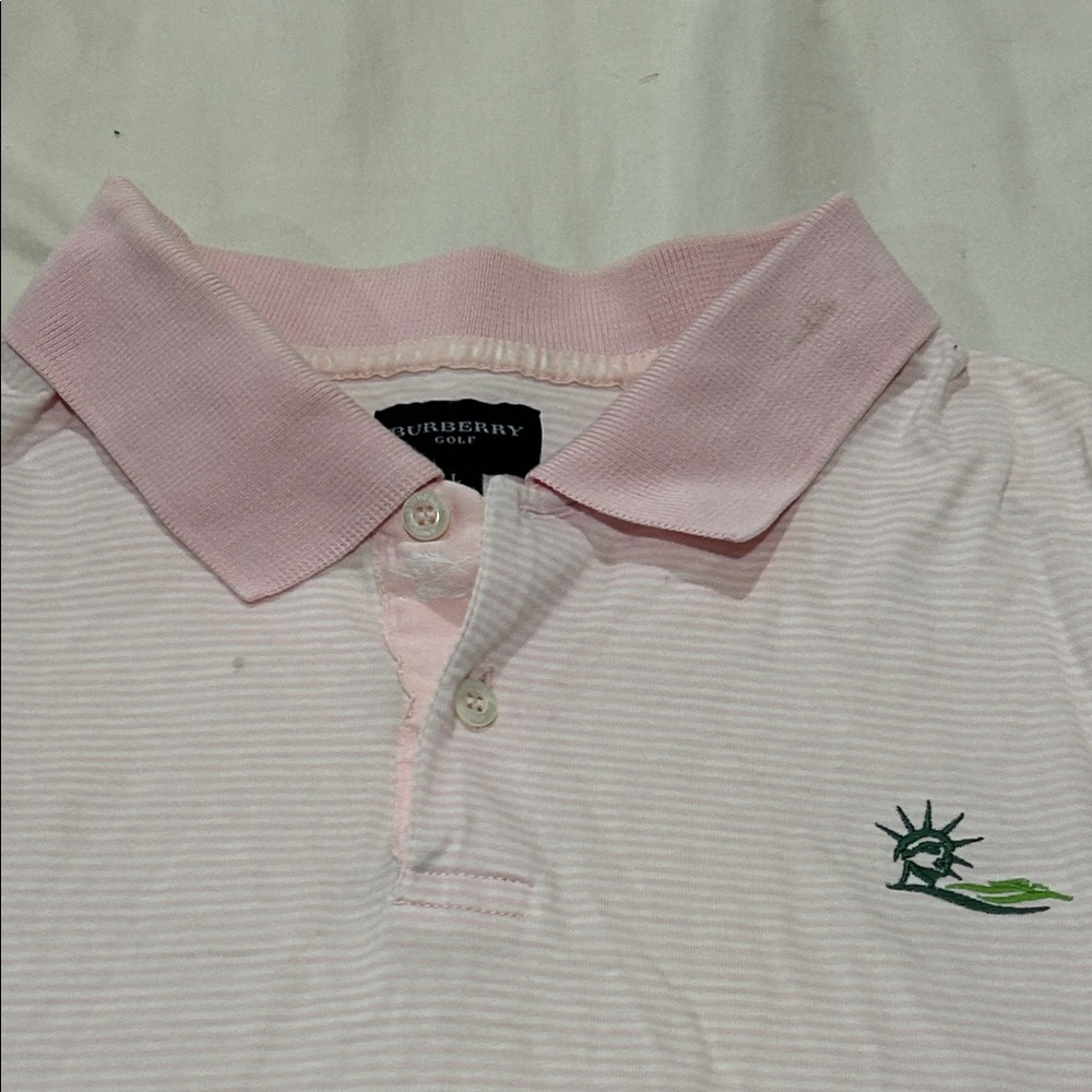 Burberry Pink Striped Polo Shirt
